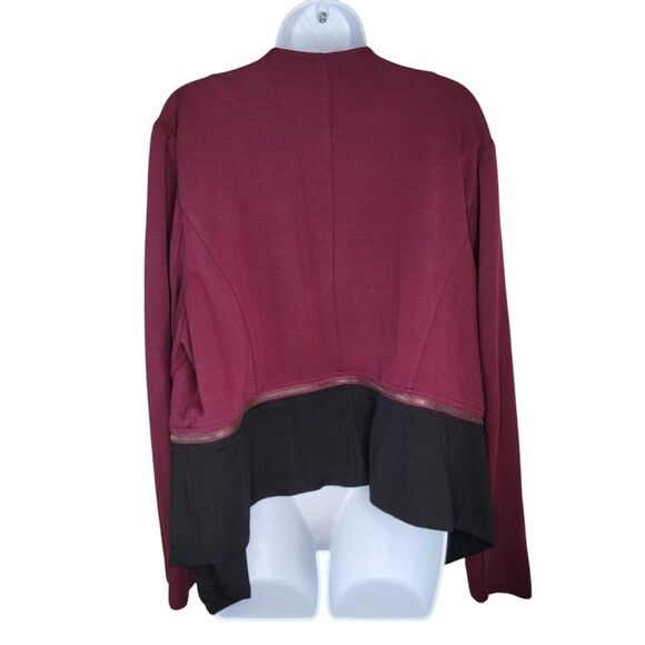 Torrid Womens Blazer Color Block Shawl Collar Blazer Burgundy Black Sz 3 3X - Picture 3 of 6